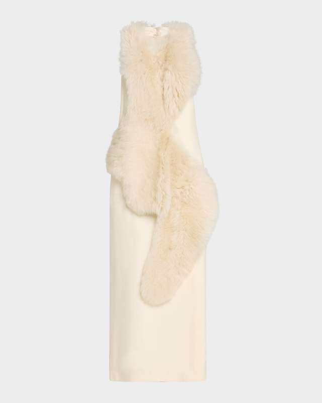 Goat Shearling Halter Midi Dress